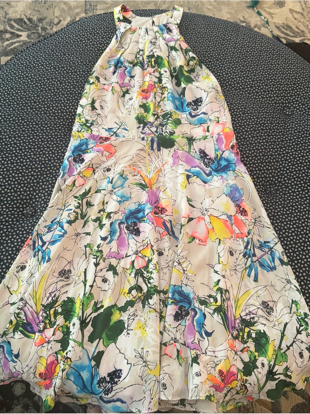 Express Multicolor Floral Halter Maxi Dress
